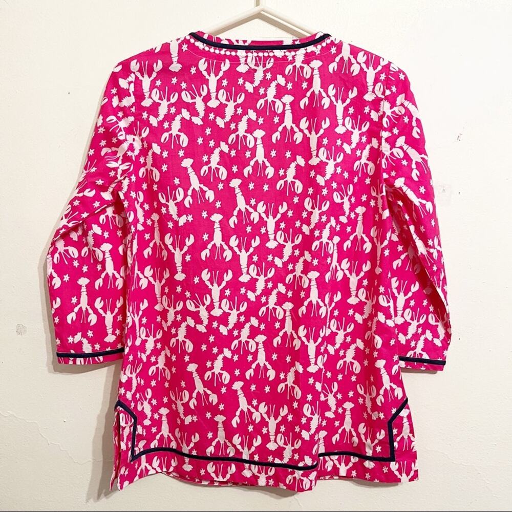TALBOTS Pink Lobster Print Tunic Top XS NWT Coastal Preppy - Picture 7 of 11